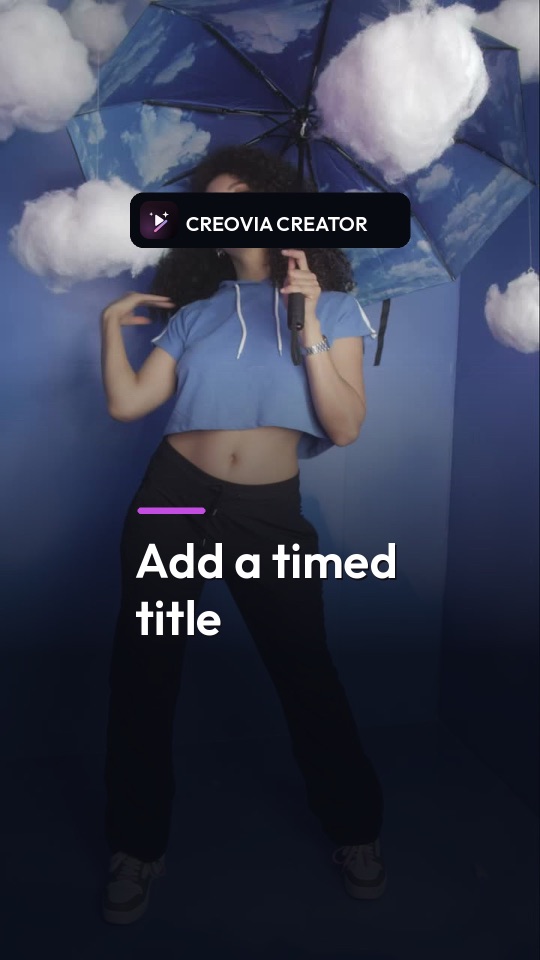 Timed text title over a video in Creovia Creator